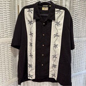 Cubavera Black & White Retro Panel Embroidered Shirt XXL